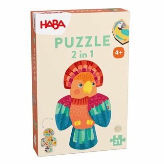 Houten Puzzel 2-in-1 Papegaai (4+) &ndash; Educatieve Houten Puzzel van HABA