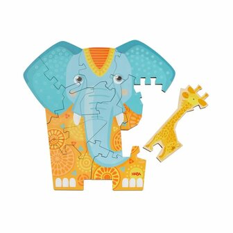 Houten Puzzel 2-in-1 Olifant (3+)  &ndash; Educatieve Houten Puzzel van HABA