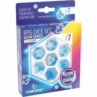 Polydice RPG Dice Set Icy Crumbs (Glow in the Dark) &ndash; Gamegenic