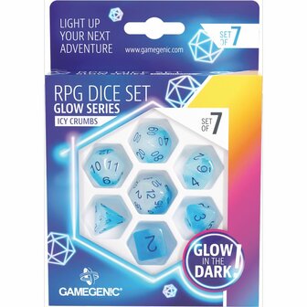 Polydice RPG Dice Set Icy Crumbs (Glow in the Dark) &ndash; Gamegenic