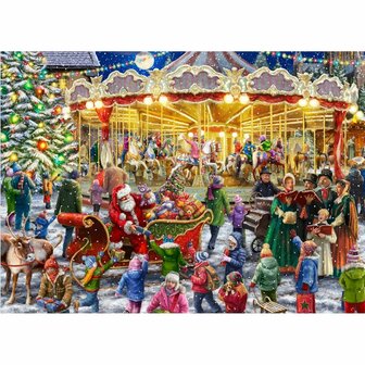 Kerstpuzzel Cheerful Christmas Carousel (1000 stukjes) | Tucker&#039;s Fun Factory