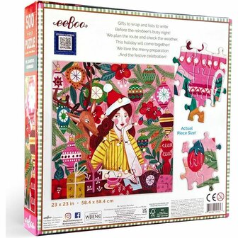 Kerstpuzzel Ms. Santa&#039;s Reindeer (500 stukjes) | Eeboo
