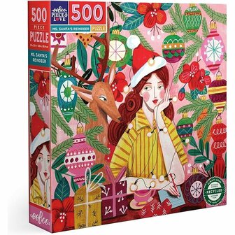 Kerstpuzzel Ms. Santa&#039;s Reindeer (500 stukjes) | Eeboo