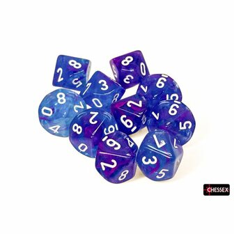 Dobbelstenen D10 - Nebula Luminary Aura/White &ndash; Chessex