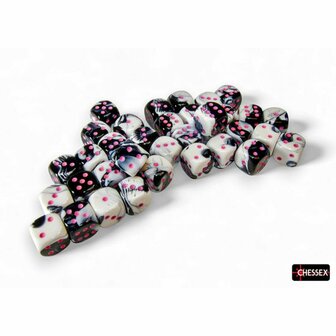 Dobbelstenen D6 (12mm) - Gemini Black-White/Pink (36x) - Chessex