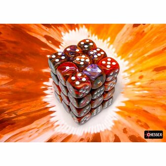 Dobbelstenen D6 (12mm) - Festive Symphony/White (36x) - Chessex