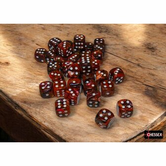 Dobbelstenen D6 (12mm) - Festive Symphony/White (36x) - Chessex