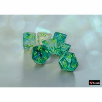 Dobbelstenen - Borealis Luminary Kelp/Light Green (7x) - Polydice - Chessex
