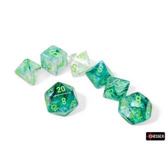 Dobbelstenen - Borealis Luminary Kelp/Light Green (7x) - Polydice - Chessex