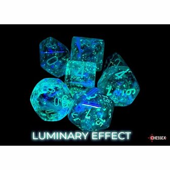 Dobbelstenen - Borealis Luminary Kelp/Light Green (7x) - Polydice - Chessex