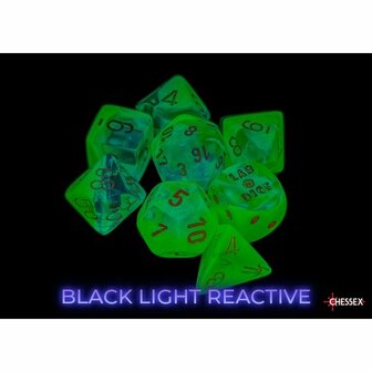 Dobbelstenen - Gemini Luminary Plasma Teal/Orange (7x) - Polydice - Chessex