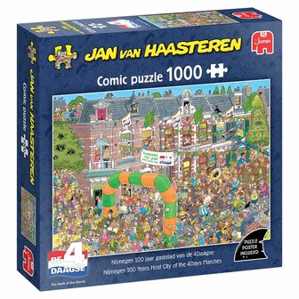 Jan van Haasteren &ndash; Nijmegen 100 jaar gaststad van de 4Daagse (1000) &ndash; Legpuzzel &ndash; Jumbo