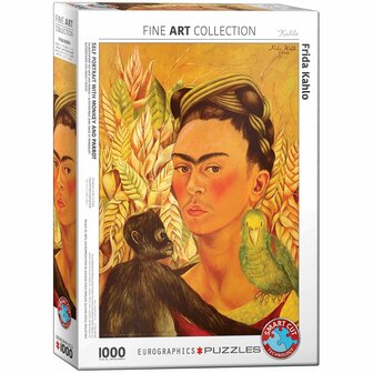 Self Portrait with Monkey and Parrot by Frida Kahlo - Smart Cut (1000) &ndash; Legpuzzel &ndash; Eurographics