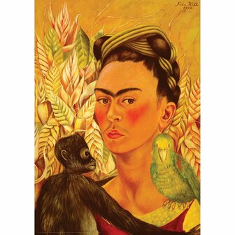 Self Portrait with Monkey and Parrot by Frida Kahlo - Smart Cut (1000) &ndash; Legpuzzel &ndash; Eurographics