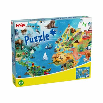 Wereldkaart (6+) &ndash; legpuzzel 100 stukjes &ndash; HABA