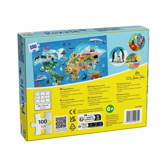 Wereldkaart (6+) &ndash; legpuzzel 100 stukjes &ndash; HABA