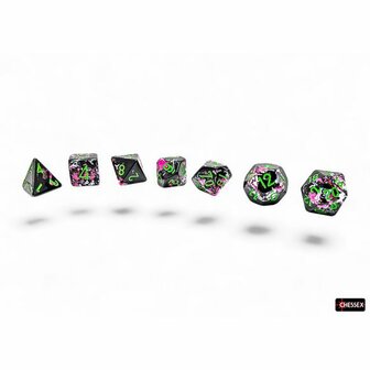Brush Polyhedral Paintball Green (7 stuks) &ndash; Polyhedral dobbelstenen &ndash; Chessex