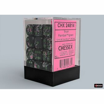 Brush Paintball Green D6 12 mm (36 stuks) &ndash; Dobbelstenen &ndash; Chessex