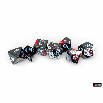 Brush Polyhedral Dark Side Blue (7 stuks) &ndash; Dobbelstenenset &ndash; Chessex