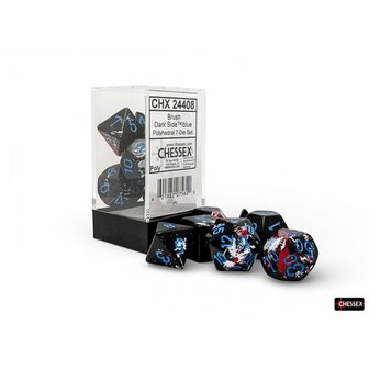 Brush Polyhedral Dark Side Blue (7 stuks) &ndash; Dobbelstenenset &ndash; Chessex