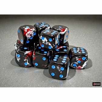 Brush Dark Side Blue D6 16mm (12 stuks) &ndash; Dobbelstenen &ndash; Chessex