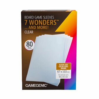 Gamegenic Board Game Sleeves (80) Clear 7 Wonders Size (67x103mm) &ndash; Kaarthoesjes &ndash; Gamegenic