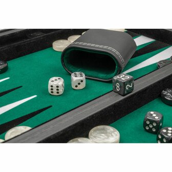 Backgammon Medium Zwart/groen Kunstleder &ndash; Backgammonspel &ndash; Philos