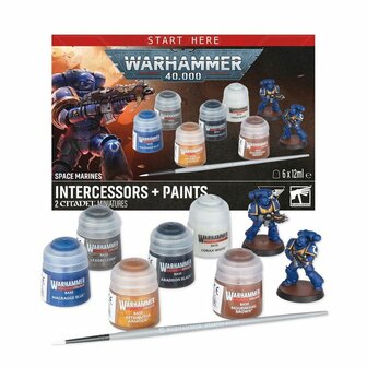 Warhammer 40,000 Space Marines: Intercessors + Paints &ndash; Miniaturen- en verfset &ndash; Games Workshop
