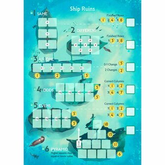 Reef &amp; Ruins &ndash; Roll &amp; Write Spel &ndash; Weird Giraffe Games