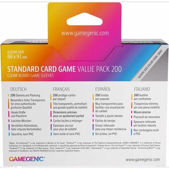 Value Pack 200: Standard Card Game (66x91) &ndash; Sleeves &ndash; Gamegenic