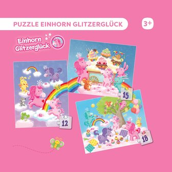 Eenhoorn Flonkerglans: 3 Puzzels (3+) &ndash; Puzzelset &ndash; HABA