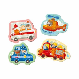 4 Eerste Puzzels: Hulpvoertuigen (2+) &ndash; Puzzelset &ndash; HABA