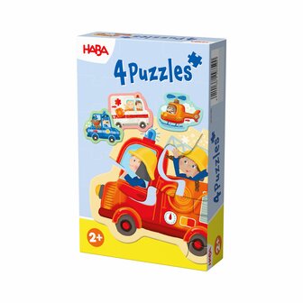 4 Eerste Puzzels: Hulpvoertuigen (2+) &ndash; Puzzelset &ndash; HABA