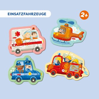 4 Eerste Puzzels: Hulpvoertuigen (2+) &ndash; Puzzelset &ndash; HABA