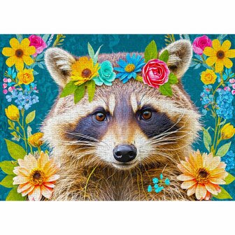Floral Raccoon (1000) &ndash; Legpuzzel &ndash; Enjoy