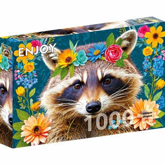 Floral Raccoon (1000) &ndash; Legpuzzel &ndash; Enjoy