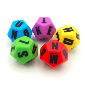 Set Letter Dobbelstenen D12 (20 mm) &ndash; Letterdobbelstenenset &ndash; Spielematerial