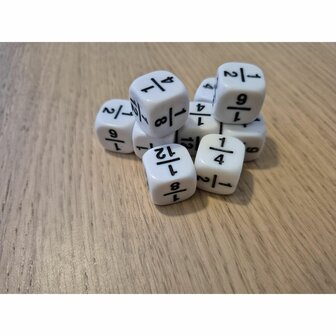 Reken Dobbelsteen Breuken D6 (14 mm) &ndash; ( 1 STUK) Breukendobbelsteen &ndash; Spielematerial