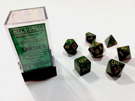 Dobbelstenen Golden Recon Speckled Polydice (7 stuks)