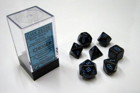 Dobbelstenen Blue Stars Speckled Polydice (7 stuks)