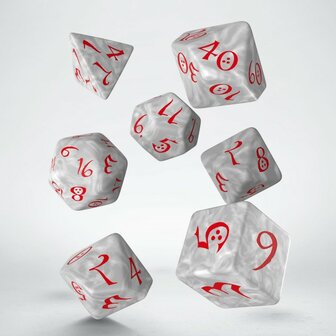 Dobbelstenen Classic RPG Dice Set Pearl/Red (7 stuks)