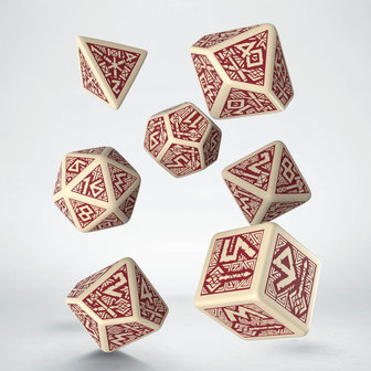 RPG Dwarven Beige &amp; Burgundy Dice Set (7 stuks)