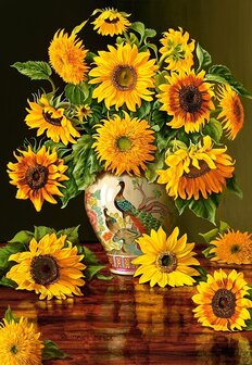 Sunflowers in a Peacock Vase - Puzzel (1000)
