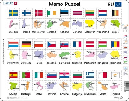 Puzzel LARSEN: Namen, Vlaggen en Hoofdsteden EU (54)