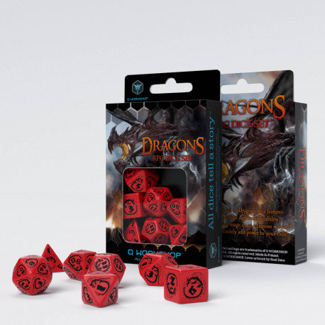 Dragons RPG Dice Set Red & Black (7 stuks)
