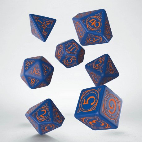 Wizard Dice Set Dark Blue & Orange (7 stuks)