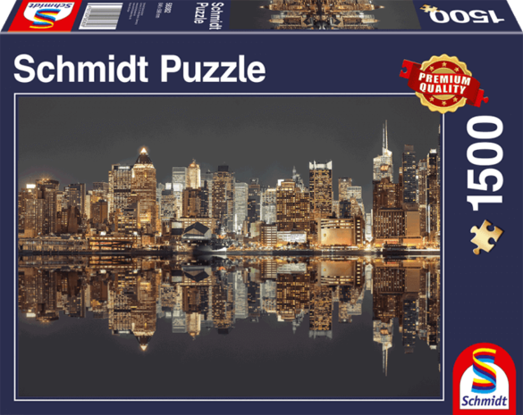 New York Skyline bij Nacht - Puzzel (1500)