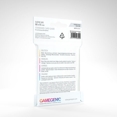 Gamegenic Matte Board Game Sleeves: Standard Card Game (66x91mm) - 50
