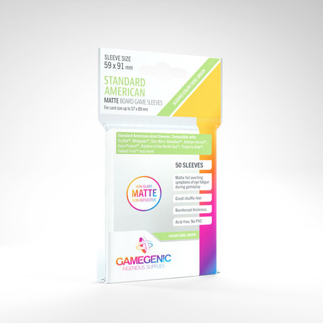 Gamegenic Matte Board Game Sleeves: Standard American (59x91mm) - 50