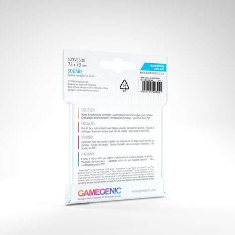 Gamegenic Matte Board Game Sleeves: Square (73x73mm) - 50